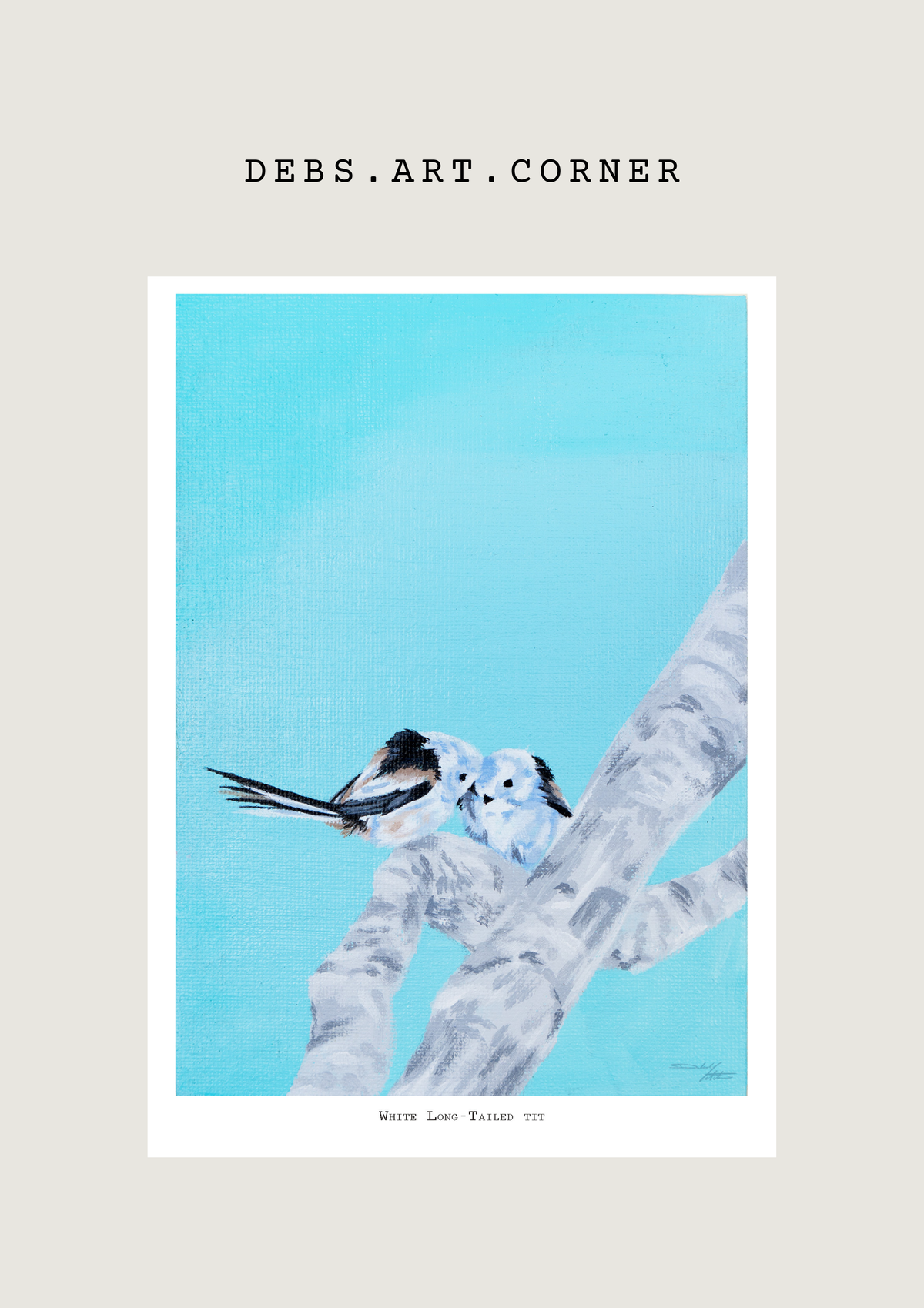 White Long Tailed Tit (Japanese Snow Fairy) Print